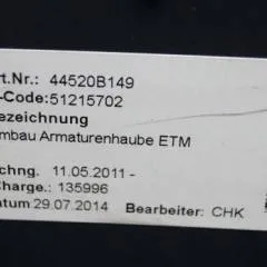 Jungheinrich 51215702 | Dashboard for ETM from year 2011 including ignition switch and fahrer display 2a 51325465