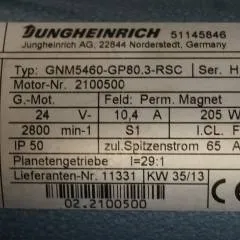 Jungheinrich 51145846 | Steeringmotor 24V type GNM5460 GP80,3 RSC Steering sensor  52037950 year 2013 motor nr. 2100500