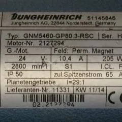 Jungheinrich 51145846 | Steeringmotor 24V type GNM5460 GP80,3 RSC Steering sensor  52037950 year 2014 motor nr. 2127294