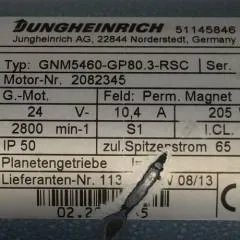 Jungheinrich 51145846 | Steeringmotor 24V type GNM5460 GP80,3 RSC Steering sensor  52037950 year 2013 motor nr. 2082345