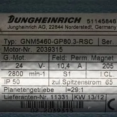 Jungheinrich 51145846 | Steeringmotor 24V type GNM5460 GP80,3 RSC Steering sensor  52037950 year 2012 motor nr. 2039315