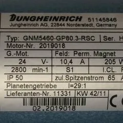 Jungheinrich 51145846 | Steeringmotor 24V type GNM5460 GP80,3 RSC Steering sensor  52037950 year 2011 motor nr. 2019018