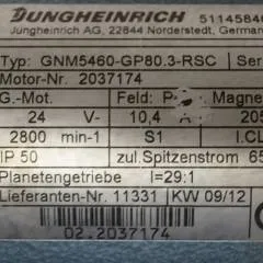 Jungheinrich 51145846 | Steeringmotor 24V type GNM5460 GP80,3 RSC Steering sensor  52037950 year 2012 motor nr. 2037174