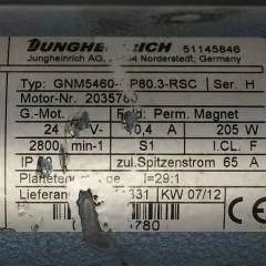 Jungheinrich 51145846 | Steeringmotor 24V type GNM5460 GP80,3 RSC Steering sensor  52037950 year 2012 motor nr. 2035780