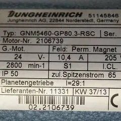 Jungheinrich 51145846 | Steeringmotor 24V type GNM5460 GP80,3 RSC Steering sensor  52037950 year 2013 motor nr. 2106739