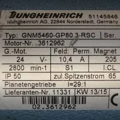 Jungheinrich 51145846 | Steeringmotor 24V type GNM5460 GP80,3 RSC Steering sensor  52037950 year 2015 motor nr. 3612962
