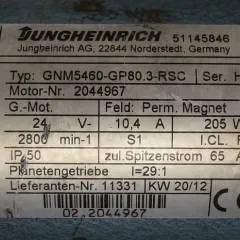 Jungheinrich 51145846 | Steeringmotor 24V type GNM5460 GP80,3 RSC Steering sensor  52037950 year 2012 motor nr. 2044967