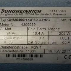 Jungheinrich 51145846 | Steeringmotor 24V type GNM5460 GP80,3 RSC Steering sensor  52037950 year 2017 motor nr. 4399939