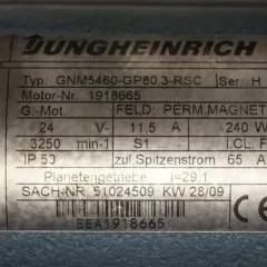 Jungheinrich 51024509 | Steeringmotor 24V type GNM5460-GP80,3 RSC Steering sensor 52037950 year 2009 motor nr. 1918665