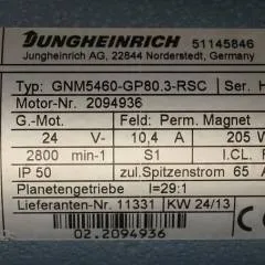Jungheinrich 51145846 | Steeringmotor 24V type GNM5460 GP80,3 RSC Steering sensor  52037950 year 2013 motor nr. 2094936