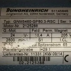 Jungheinrich 51145846 | Steeringmotor 24V type GNM5460 GP80,3 RSC Steering sensor  52037950 year 2014 motor nr. 2125288