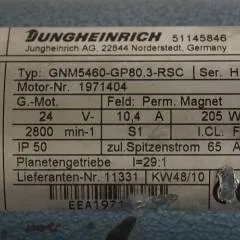 Jungheinrich 51145846 | Steeringmotor 24V type GNM5460 GP80,3 RSC Steering sensor  52037950 year 2010 motor nr. 1971404