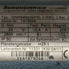 Jungheinrich 51145846 | Steeringmotor 24V type GNM5460 GP80,3 RSC Steering sensor  52037950 year 2011 motor nr. 1979046