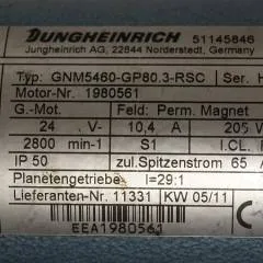 Jungheinrich 51145846 | Steeringmotor 24V type GNM5460 GP80,3 RSC Steering sensor  52037950 year 2011 motor nr. 1980561