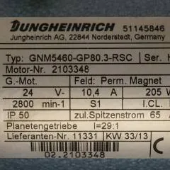 Jungheinrich 51145846 | Steeringmotor 24V type GNM5460 GP80,3 RSC Steering sensor  52037950 year 2013 motor nr. 2103348