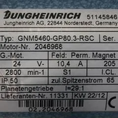 Jungheinrich 51145846 | Steering motor 24V type GNM5460-GP80.3 sn 2046968