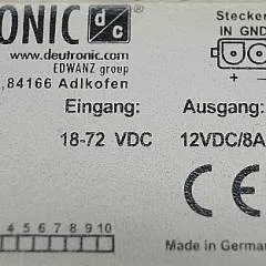 Jungheinrich 50316152 | transformer DR100N-12 input 18-72V output 12V DC/8A deutronic
