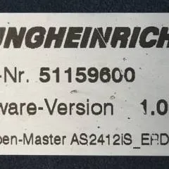 Jungheinrich 51116344 | Rij/hef/stuur regeling  drive/lift/steering controller AS2412 i S index O Sw 1,06 51159600 from ERD220 year 2011 sn. S1AX00002249