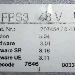 still 707454 | FPS 48V 8430193 V. 3,04 Hardware 3,01 Sw. SR 3,18 Sw. UE 3,11 Datecode 7646 003323 from FM20i 2007