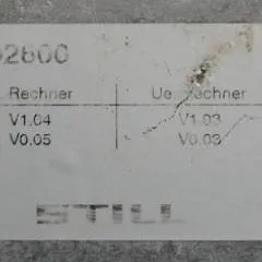 Still 51903602600 | Controller RCU1 base sw V0,05 operating sw V0,05 V0,03 hardware V1,2,0