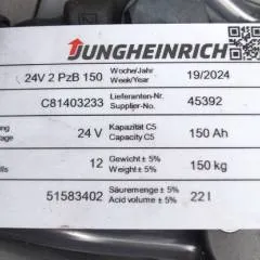 Jungheinrich unknown | Battery 24 2PZB150 year 2024 weight 150 kg sn. C81403233 outside measurement 660x145x595mm
