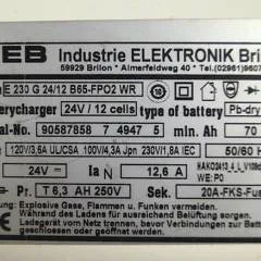 IEB 90587858 | IEB charger E230 G 24/12 B65-FP02 WR 24V12,6A 220V 50/60Hz from B650/07 year 2015 sn. 90587858 7 4947 5
