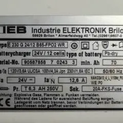 IEB 90587858 | IEB charger E230 G 24/12 B65-FP02 WR 24V12,6A 220V 50/60Hz from B650/07 year 2015 sn. 90587858 70243 3