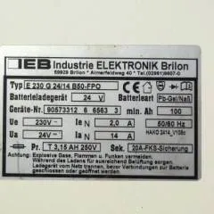 IEB 90573312 | IEB charger E230 G 24/14 B50-FP0 W 220V 50/60Hz from B650/07 year 2015 sn. 90573312 6 6563 3