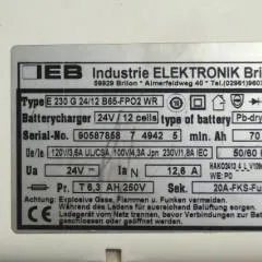 IEB 90587858 | IEB charger E230 G 24/12 B65-FP02 WR 24V12,6A 220V 50/60Hz from B650/07 year 2015 sn. 90587858 7 4942 5