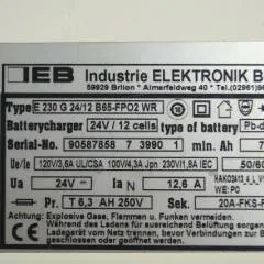 IEB 90587858 | IEB charger E230 G 24/12 B65-FP02 WR 24V12,6A 220V 50/60Hz from B650/07 year 2015 sn. 90587858 7 3990 1