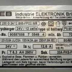 IEB 90587858 | IEB charger E230 G 24/12 B65-FP02 WR 24V12,6A 220V 50/60Hz from B650/07 year 2015 sn. 90587858 7 0549 4