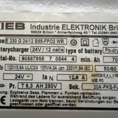 IEB 90587858 | IEB charger E230 G 24/12 B65-FP02 WR 24V12,6A 220V 50/60Hz from B650/07 year 2015 sn. 90587858 7 0544 4