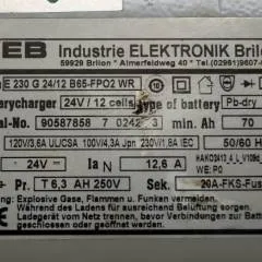 IEB 90587858 | IEB charger E230 G 24/12 B65-FP02 WR 24V12,6A 220V 50/60Hz from B650/07 year 2015 sn. 90587858 7 0242 3