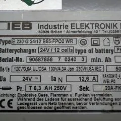 IEB 90587858 | IEB charger E230 G 24/12 B65-FP02 WR 24V12,6A 220V 50/60Hz from B650/07 year 2015 sn. 90587858 7 0240 3