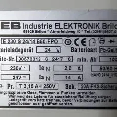 IEB 90573312 | IEB charger E230 G 24/14 B50-FP0 W 220V 50/60Hz from B650/07 year 2015 sn. 90573312 6 2417 6