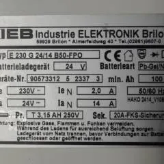 IEB 90573312 | IEB charger E230 G 24/14 B50-FP0 W 220V 50/60Hz from B650/07 year 2015 sn. 90573312 5 2337 3