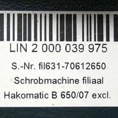 Hako 2000039975 | Display for B650/07 sn. Fil 631-70612650