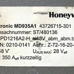 Sichelschmidt ST/480136 | Drive controller Honeywell D9444 Phasetronic MD935A1 43726715-301 HWO-CPD1216A2-H si 48V Mfd sn. 0210-0141 Z-72-16-20-P from M1214ASM year 2002